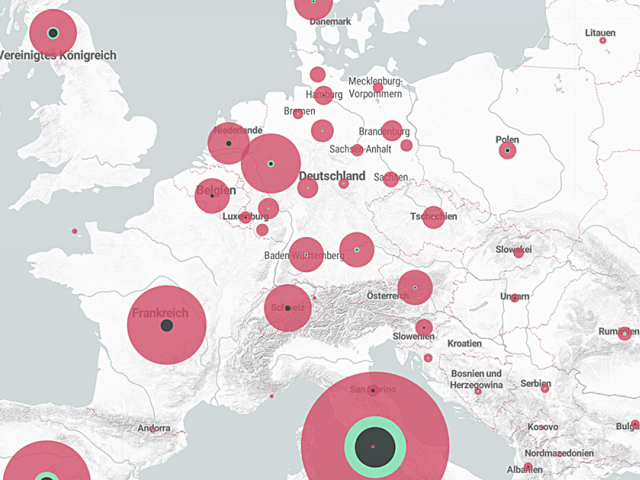 Abbildung der interaktiven Karten zur Ausbreitung des Coronavirus